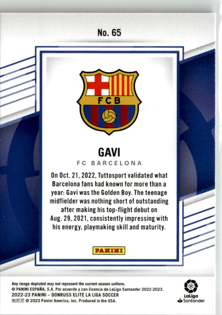 2022-23 Donruss Elite LaLiga Santander Gavi Red/Blue #65 FC Barcelona