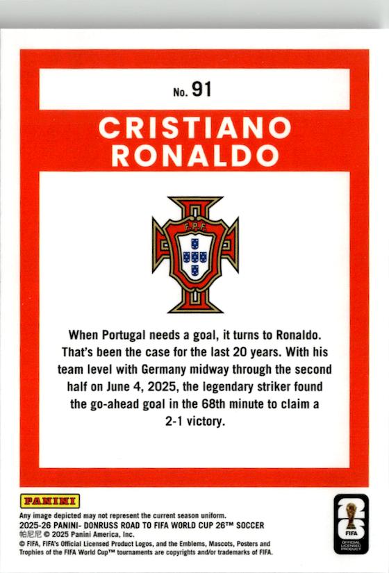 2025-26 Donruss Road to FIFA World Cup Cristiano Ronaldo #91 Portugal