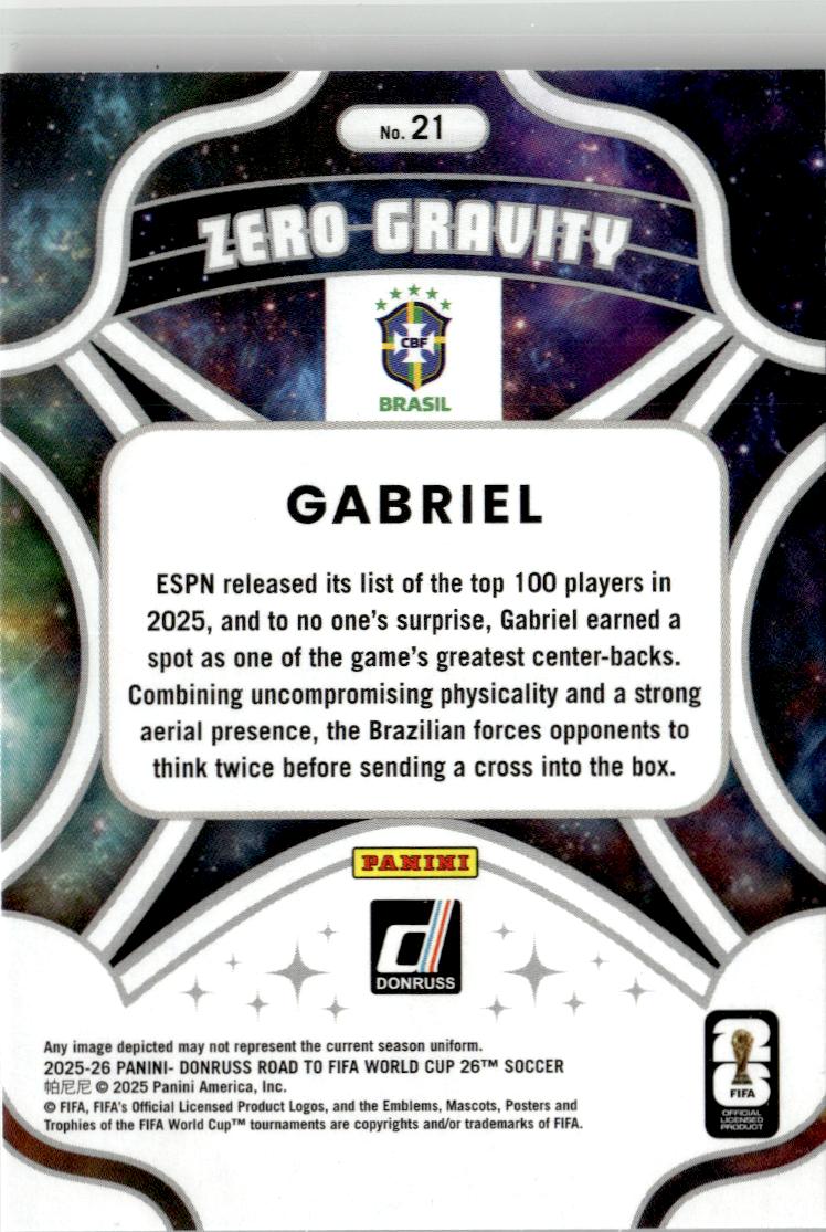 2025-26 Donruss Road to FIFA World Cup Gabriel Zero Gravity #21 Brazil