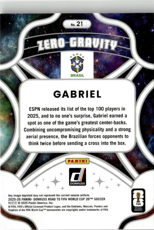 2025-26 Donruss Road to FIFA World Cup Gabriel Zero Gravity #21 Brazil