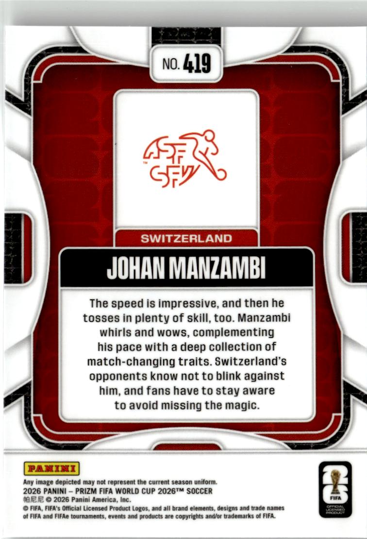 2026 Panini Prizm FIFA World Cup Johan Manzambi #419 Switzerland