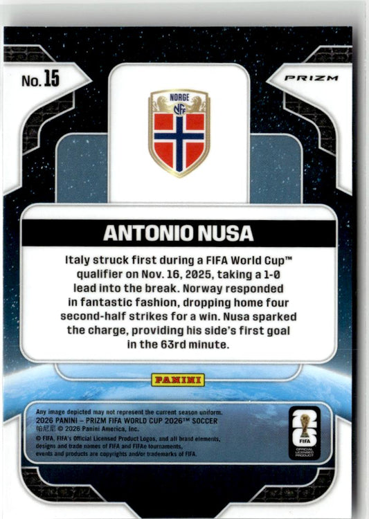 2026 Panini Prizm FIFA World Cup Antonio Nusa Global Reach #15 Norway