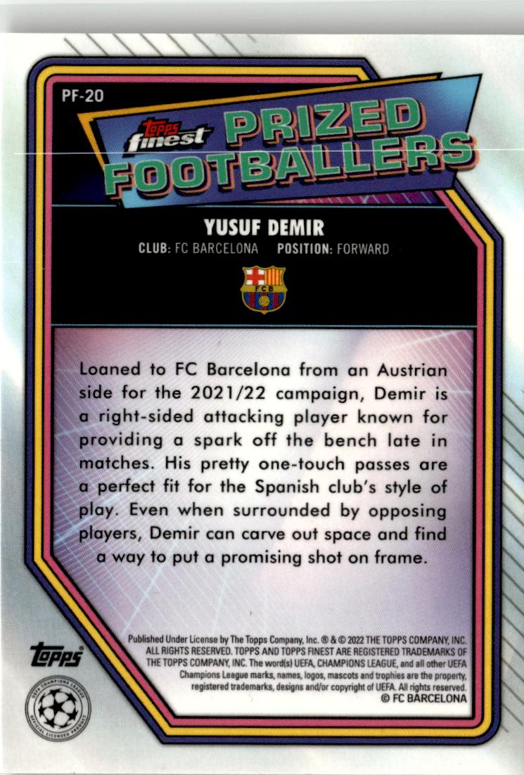 2021-22 Finest UEFA CL Yusuf Demir Prized Footballers #PF-20 FC Barcelona