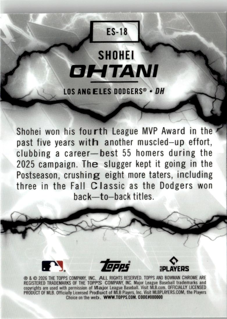 2026 Bowman Shohei Ohtani Electric Sluggers #ES-18 Los Angeles Dodgers