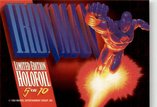 1994 Fleer Marvel Masterpieces Hildebrandt Brothers #5 Iron Man Silver Holofoils