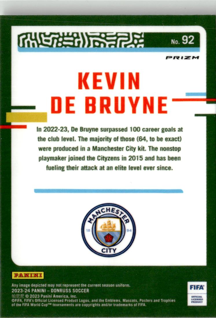 2023-24 Donruss Kevin De Bruyne Optic Holo #92 Manchester City