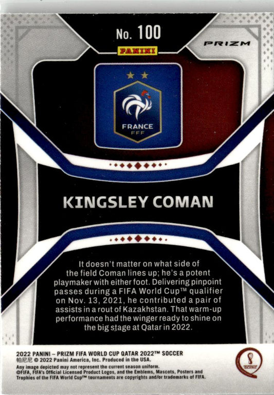 2022 Panini Prizm FIFA World Cup Kingsley Coman Green Wave #100 France