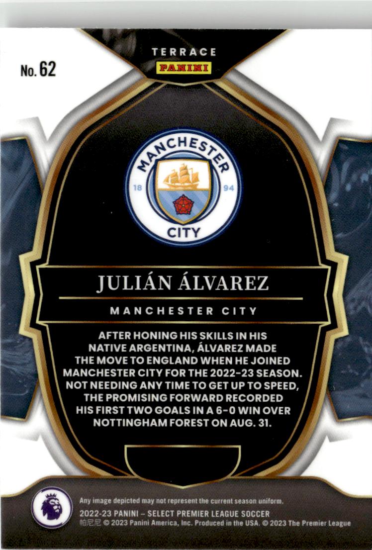 2022-23 Panini Select Premier League Julian Alvarez #62 Manchester City