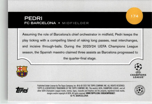 2024-25 Topps UEFA Club Competitions Pedri Green FlowFractor #174 FC Barcelona