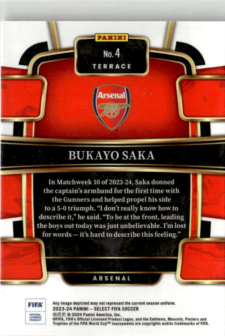 2023-24 Panini Select FIFA Bukayo Saka #4 Arsenal FC