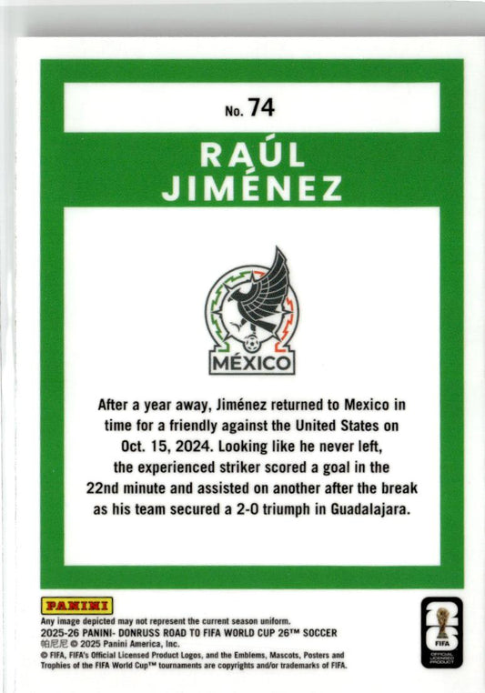 2025-26 Donruss Road to FIFA World Cup Raul Jimenez Optic #74 Mexico
