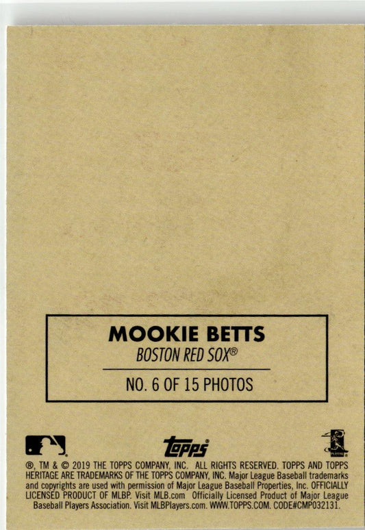 2019 Topps Heritage Mookie Betts 1970 Cloth Stickers #6 Boston Red Sox