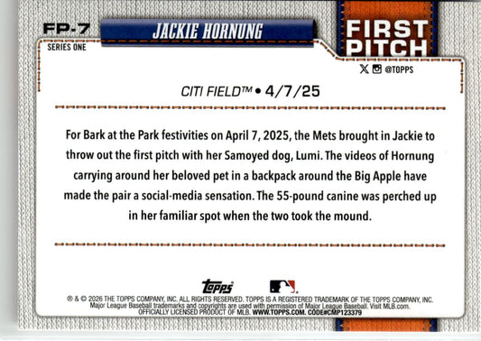 2026 Topps Jackie Hornung First Pitch #FP-7 New York Mets