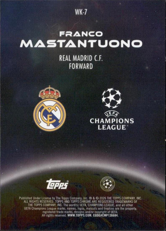 2025-26 Topps Chrome UEFA Club Competitions #WK-7 Franco Mastantuono Wonderkids