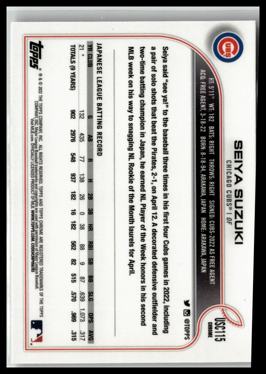 2022 Topps Chrome Update #USC115 Seiya Suzuki