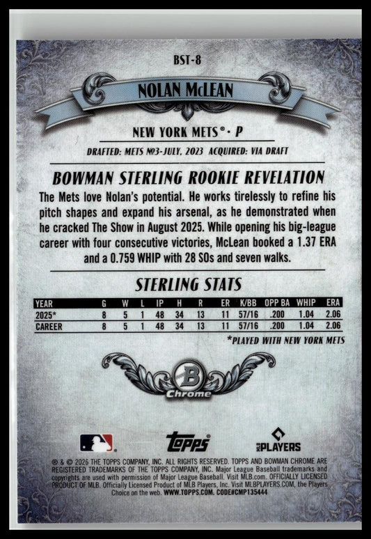 2026 Bowman #BST-8 Nolan McLean Bowman Sterling