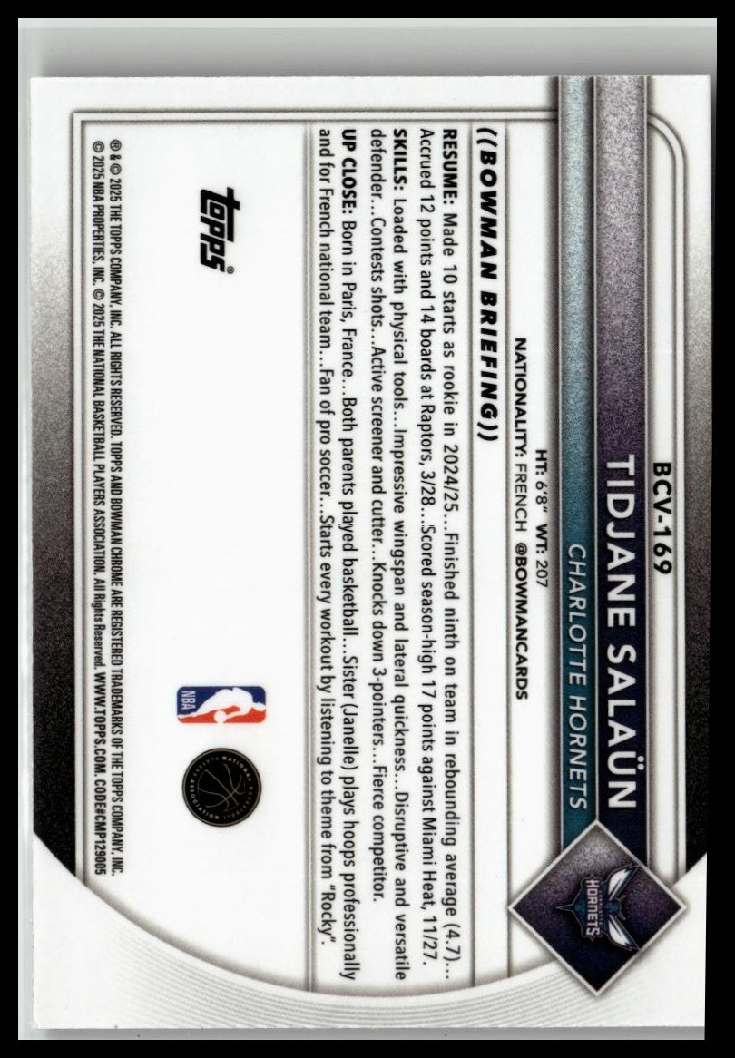 2025-26 Bowman #BCV-169 Tidjane Salaün Chrome Reptilian Refractors
