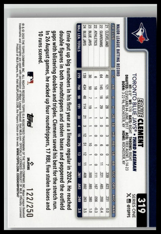 2025 Topps #319 Ernie Clement Purple Holo Foil #/250