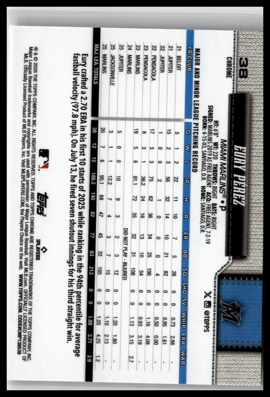 2026 Topps Chrome #38 Eury Pérez Wave Refractors
