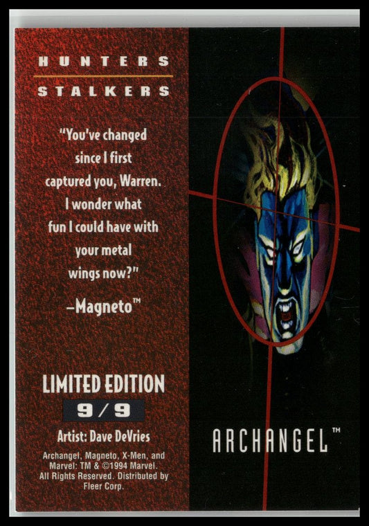 1995 Fleer Ultra X-Men #9 Archangel Hunters-&-Stalkers-Silver