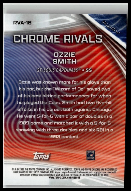2026 Topps Chrome #RVA-18 Ozzie Smith Chrome Rivals Away