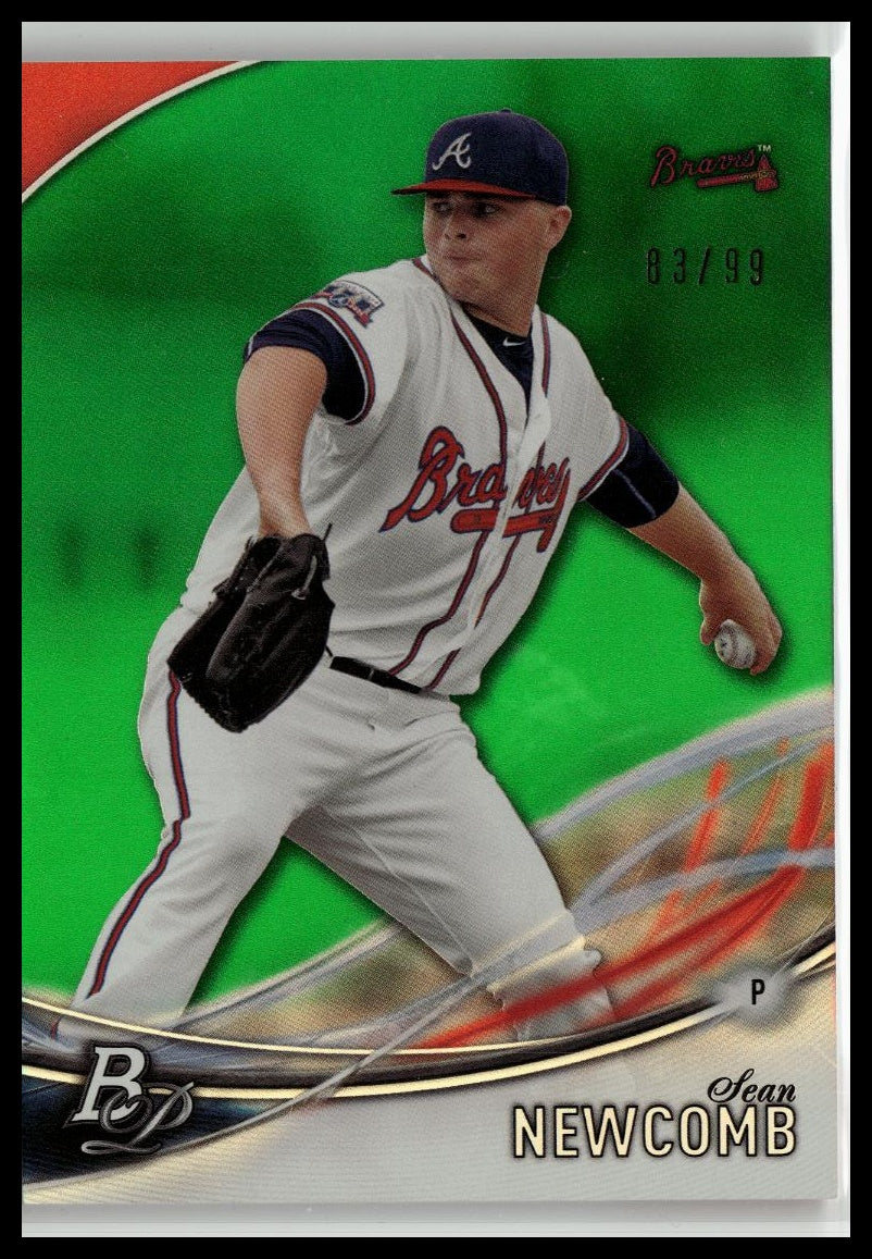 2016 Bowman Platinum #TP-SN Sean Newcomb Top Prospects Green #/99