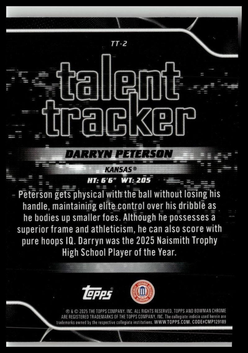 2025-26 Bowman #TT-2 Darryn Peterson Talent Tracker