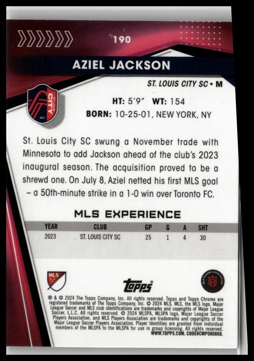 2024 Topps Chrome MLS #190 Aziel Jackson