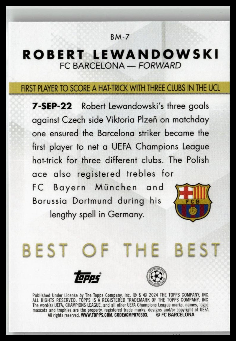 2023-24 Topps UEFA #BM-7 Robert Lewandowski Best of the Best