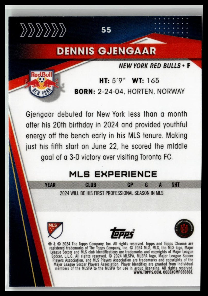 2024 Topps Chrome MLS #55 Dennis Gjengaar Neon Green Lava Refractor