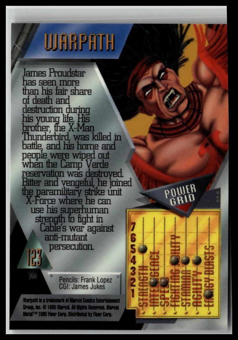1995 Metal Marvel #123 Warpath Silver Flasher