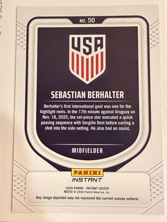 2026 Panini Instant USA Soccer #50 Sebastian Berhalter Red, White & Blue