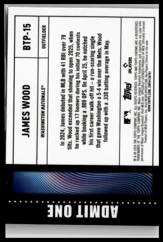 2026 Topps Chrome #BTP-15 James Wood Big Ticket Players
