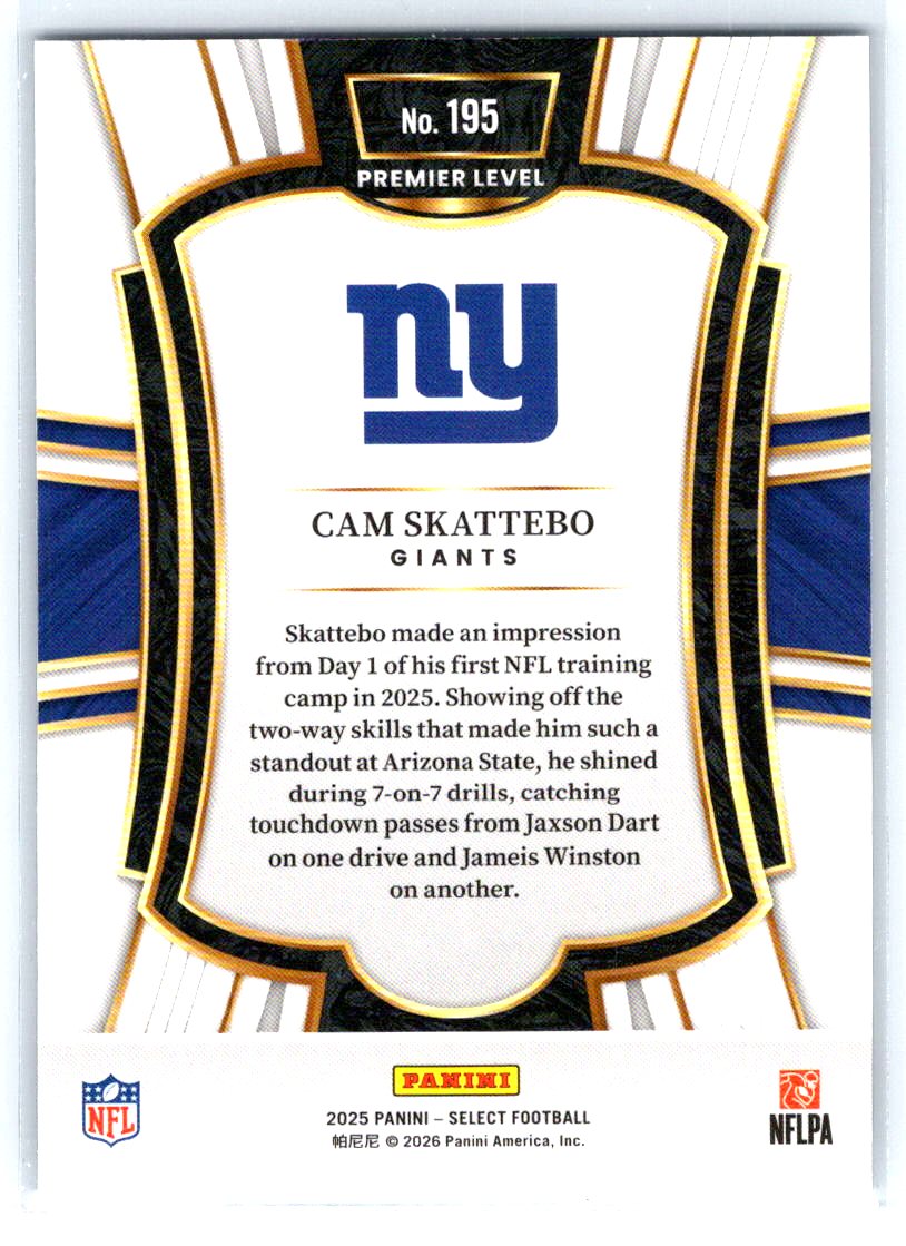 2025 Panini Select Cam Skattebo #195 New York Giants