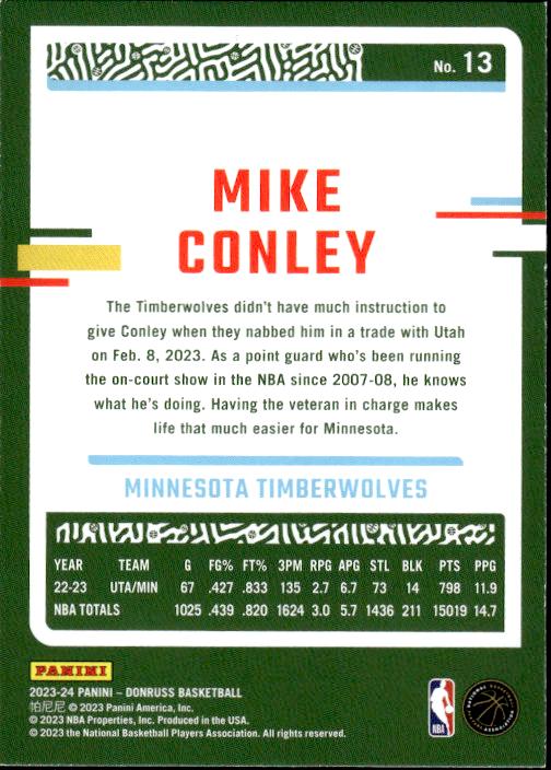 2023-24 Donruss #13 Mike Conley