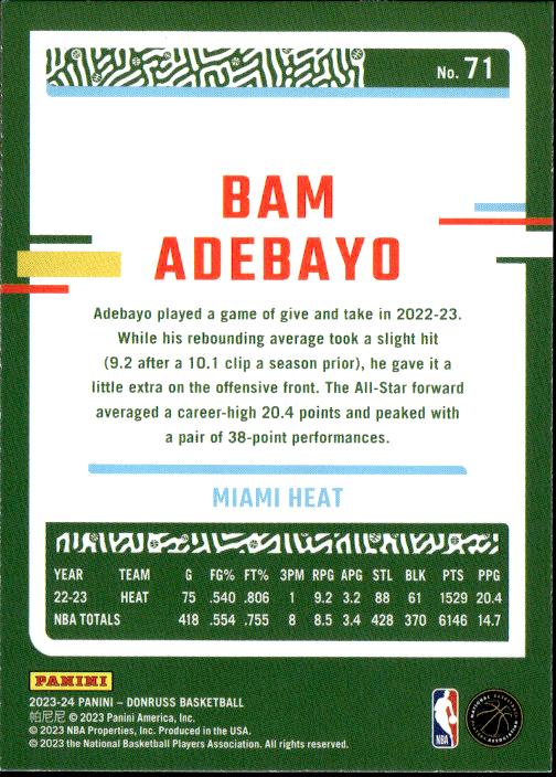 2023-24 Donruss #71 Bam Adebayo