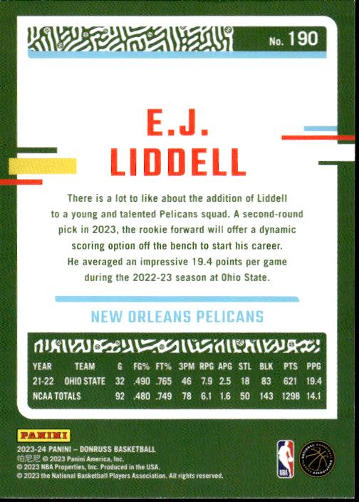 2023-24 Donruss #190 E.J. Liddell