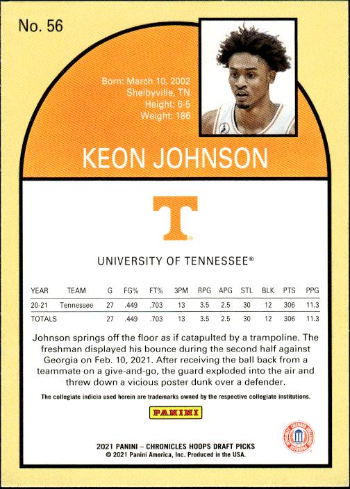 2021 Panini Chronicles Draft Picks #56 Keon Johnson