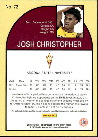 2021 Panini Chronicles Draft Picks #72 Josh Christopher