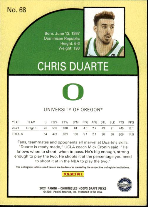 2021 Panini Chronicles Draft Picks #68 Chris Duarte