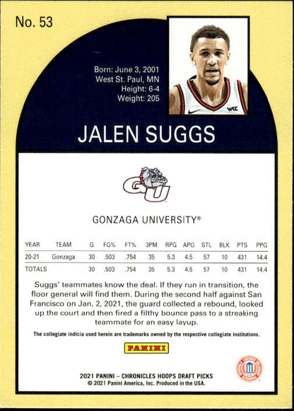 2021 Panini Chronicles Draft Picks #53 Jalen Suggs