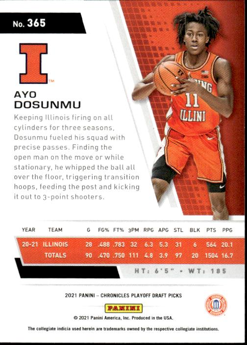 2021 Panini Chronicles Draft Picks #365 Ayo Dosunmu