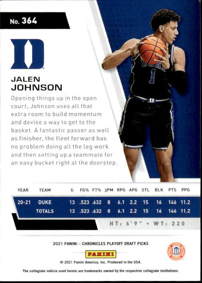 2021 Panini Chronicles Draft Picks #364 Jalen Johnson