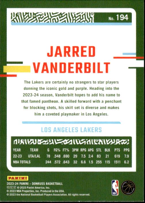 2023-24 Donruss #194 Jarred Vanderbilt