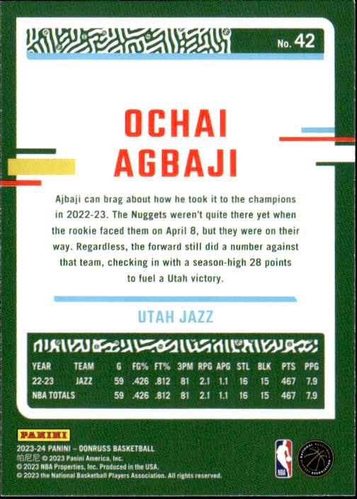 2023-24 Donruss #42 Ochai Agbaji