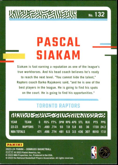 2023-24 Donruss #132 Pascal Siakam