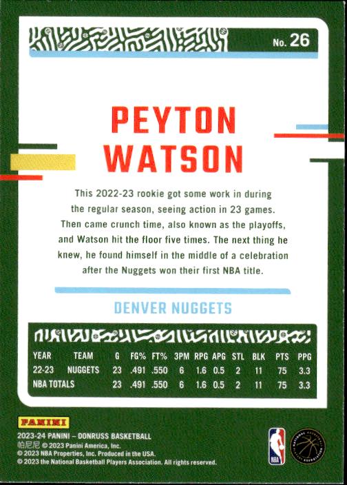 2023-24 Donruss #26 Peyton Watson