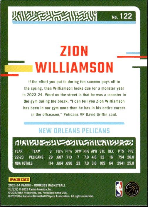 2023-24 Donruss #122 Zion Williamson