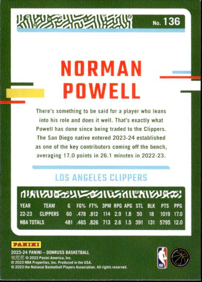 2023-24 Donruss #136 Norman Powell