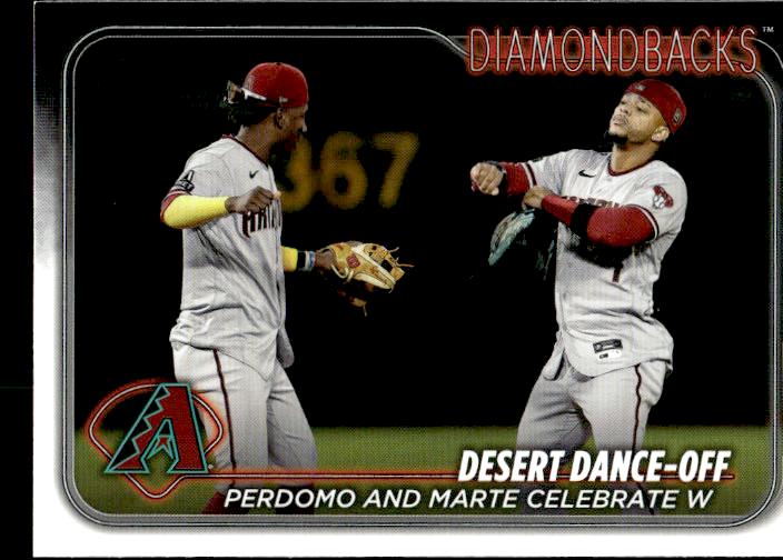 2024 Topps #190 Desert Dance-Off: Perdomo and Marte Celebrate W #/73